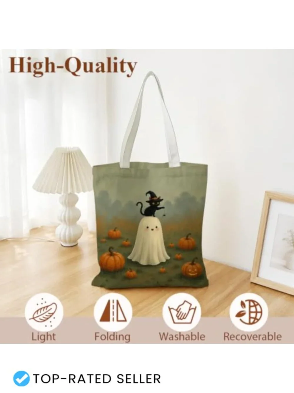 Aesthetic Canvas Tote Bag Reusable Polyester Fiber Ladies Shopping Tote